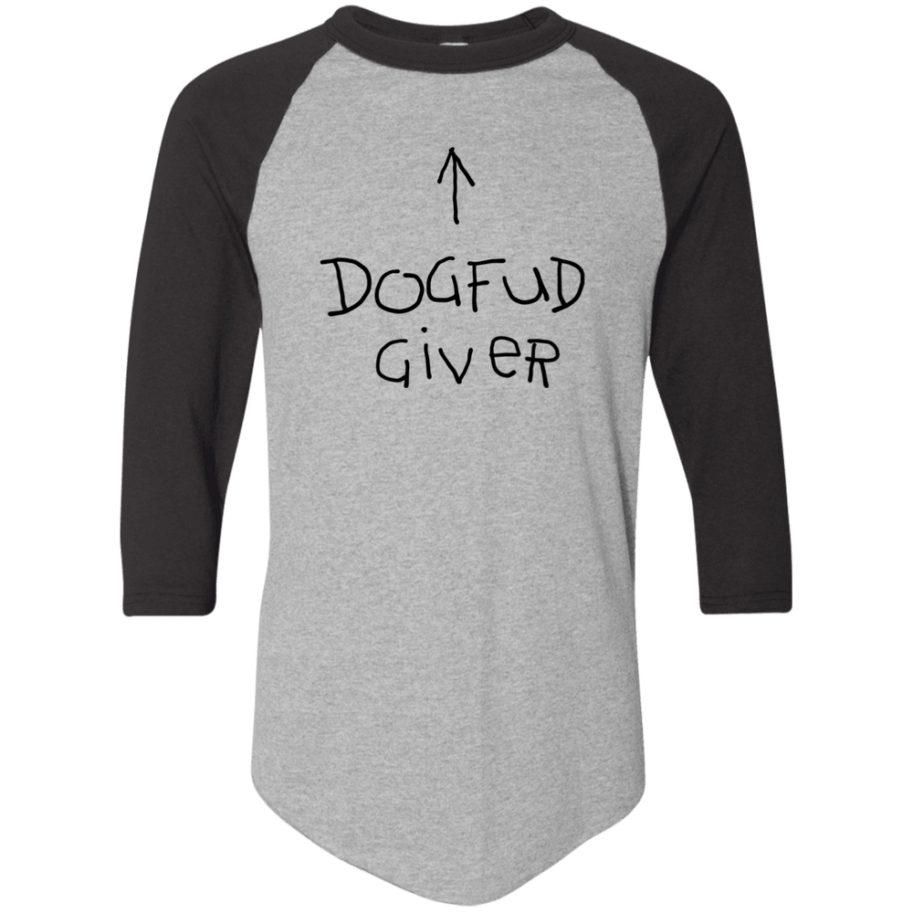 Designs by MyUtopia Shout Out:Dogfud Giver 3/4 Length Sleeve Color block Raglan Jersey T-Shirt,Athletic Heather/Black / S,Long Sleeve T-Shirts