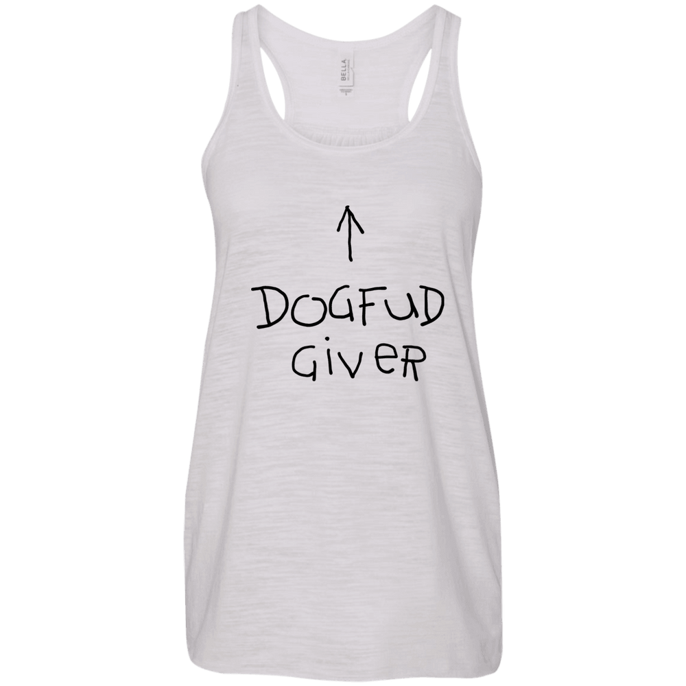 Designs by MyUtopia Shout Out:Dogfud Giver Ladies Flowy Racer-back Tank Top,Vintage White / X-Small,Tank Tops