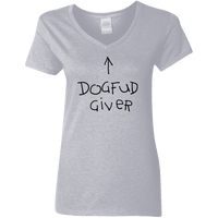 Load image into Gallery viewer, Designs by MyUtopia Shout Out:Dogfud Giver Ultra Cotton Ladies V-Neck T-Shirt,Sport Grey / S,Ladies T-Shirts

