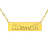 Load image into Gallery viewer, Designs by MyUtopia Shout Out:Dogs All Lined up Engraved Stainless Steel Horizontal Bar Necklace,18K Gold Over Stainless Steel Horizontal Bar Necklace / No,Necklace
