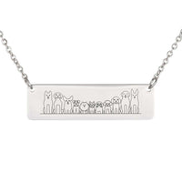 Load image into Gallery viewer, Designs by MyUtopia Shout Out:Dogs All Lined up Engraved Stainless Steel Horizontal Bar Necklace,Stainless Steel Horizontal Bar Necklace / No,Necklace
