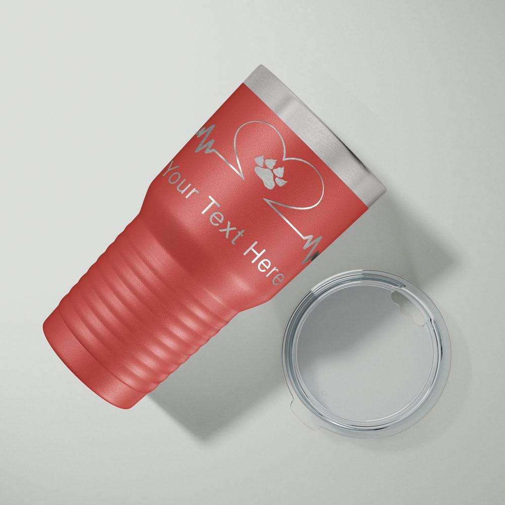 Designs by MyUtopia Shout Out:Dogs Love in My Heartbeat Personalized 30 Oz Vacuum Insulated Stainless Steel Tumbler,Red,Polar Camel Tumbler