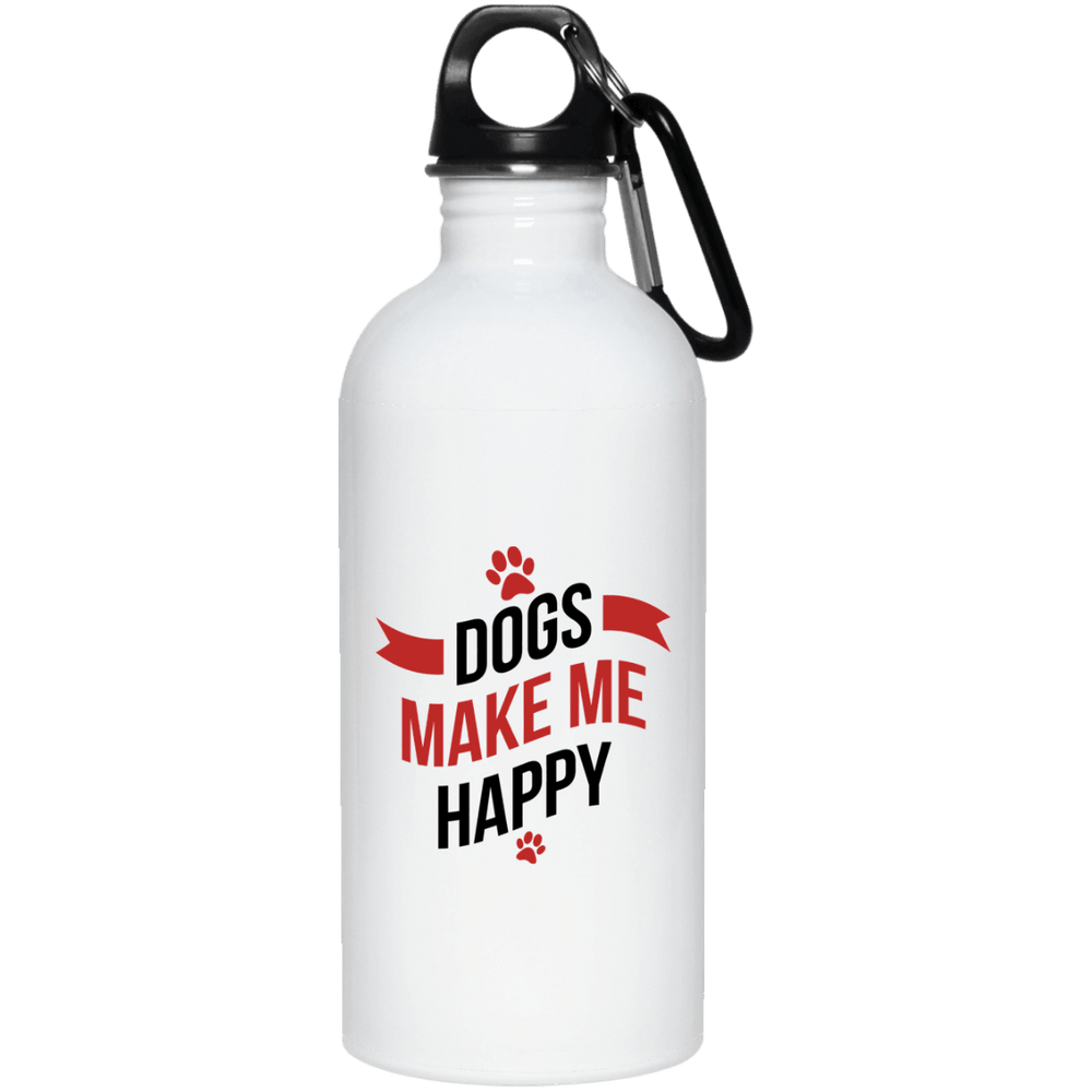 Designs by MyUtopia Shout Out:Dogs Make Me Happy 20 oz. Stainless Steel Water Bottle,White / 20 oz,Water Bottles