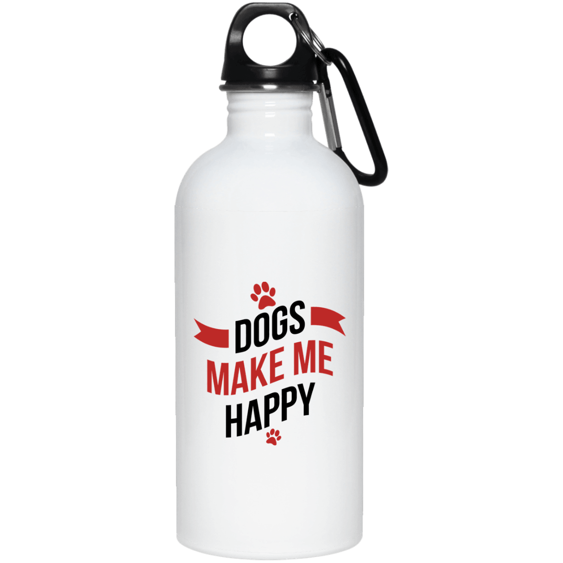 Designs by MyUtopia Shout Out:Dogs Make Me Happy 20 oz. Stainless Steel Water Bottle,White / 20 oz,Water Bottles