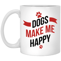 Load image into Gallery viewer, Designs by MyUtopia Shout Out:Dogs Make Me Happy Ceramic Coffee Mug,11 oz / White,Ceramic Coffee Mug
