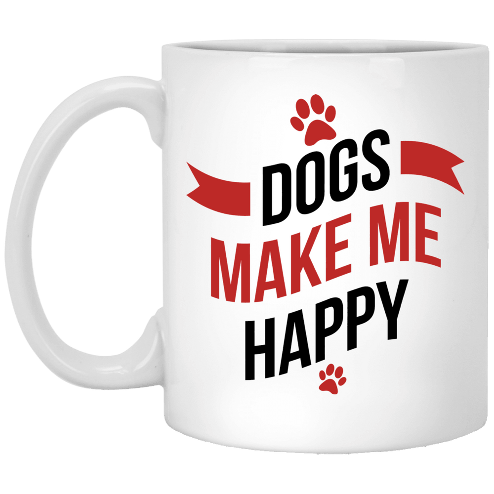 Designs by MyUtopia Shout Out:Dogs Make Me Happy Ceramic Coffee Mug,11 oz / White,Ceramic Coffee Mug