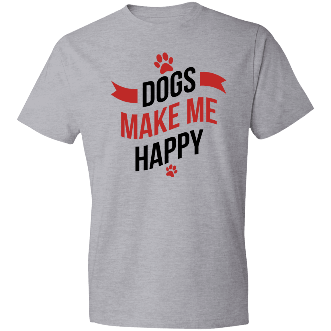 Designs by MyUtopia Shout Out:Dogs Make Me Happy Mens/Ladies Crew Neck T-Shirt,Unisex T-Shirt / S / Heather Grey,Adult Unisex T-Shirt