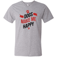 Load image into Gallery viewer, Designs by MyUtopia Shout Out:Dogs Make Me Happy Mens/Ladies V-Neck T-Shirt,Men&#39;s V-Neck T-Shirt / S / Heather Grey,Adult Unisex T-Shirt
