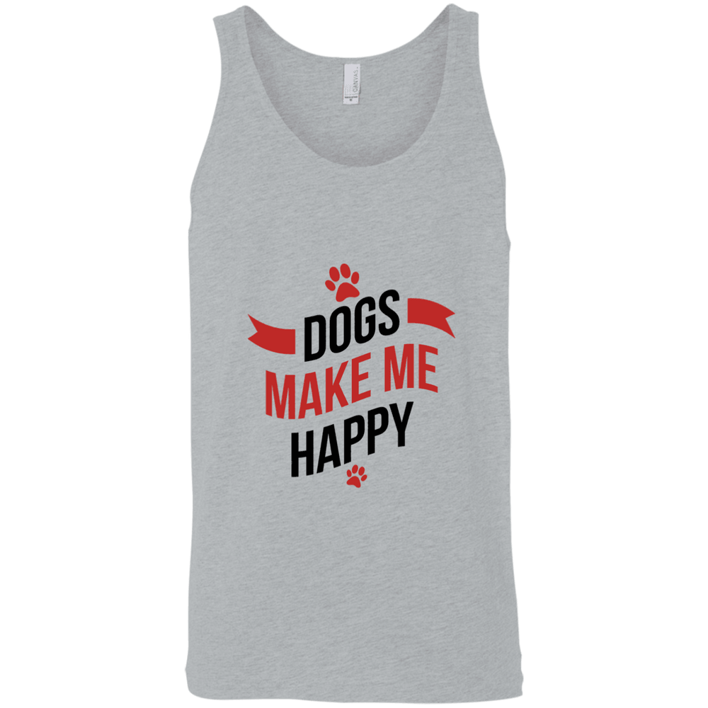 Designs by MyUtopia Shout Out:Dogs Make Me Happy Ultra Cotton Unisex Tank Top,X-Small / Athletic Heather,Tank Tops