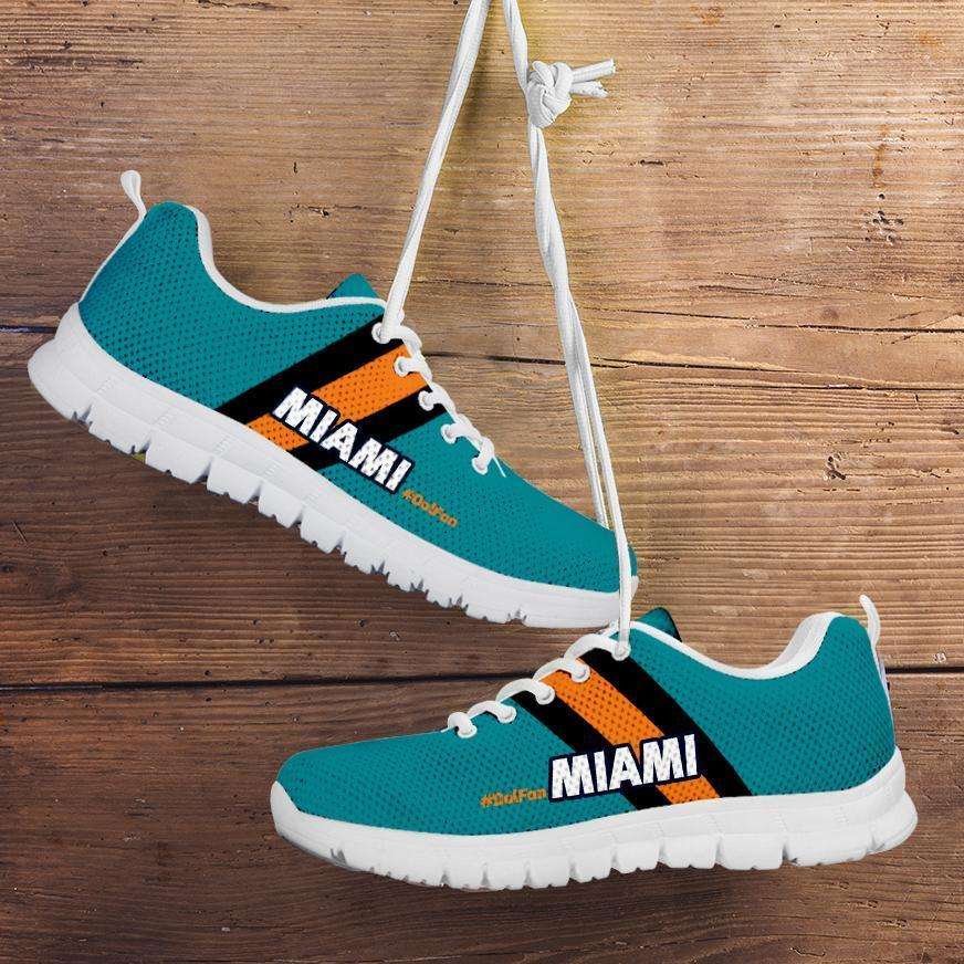 Designs by MyUtopia Shout Out:#Dolfan Miami Fan Running Shoes,Kid's / 11 CHILD (EU28) / Aqua Green,Running Shoes
