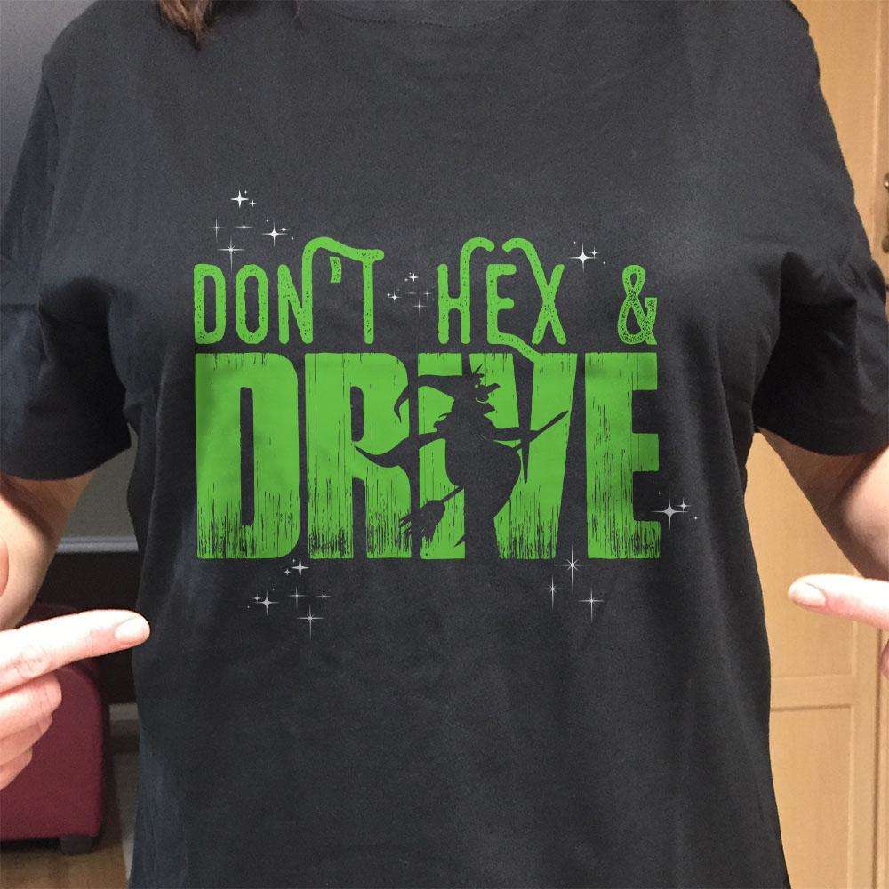Designs by MyUtopia Shout Out:Don't Hex and Drive Adult Unisex Cotton Short Sleeve T-Shirt
