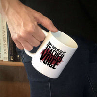 Load image into Gallery viewer, Designs by MyUtopia Shout Out:Don&#39;t Make Me Use My Teacher Voice White Ceramic Coffee Mug
