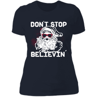 Load image into Gallery viewer, Designs by MyUtopia Shout Out:Don&#39;t Stop Believin - Ultra Cotton Ladies&#39; T-Shirt,Midnight Navy / X-Small,Ladies T-Shirts
