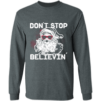 Load image into Gallery viewer, Designs by MyUtopia Shout Out:Don&#39;t Stop Believin - Ultra Cotton Long Sleeve T-Shirt,Dark Heather / S,Long Sleeve T-Shirts
