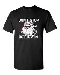 Load image into Gallery viewer, Designs by MyUtopia Shout Out:Don&#39;t Stop Believin&#39; Santa Adult Unisex T-Shirt,S / Black,Adult Unisex T-Shirt
