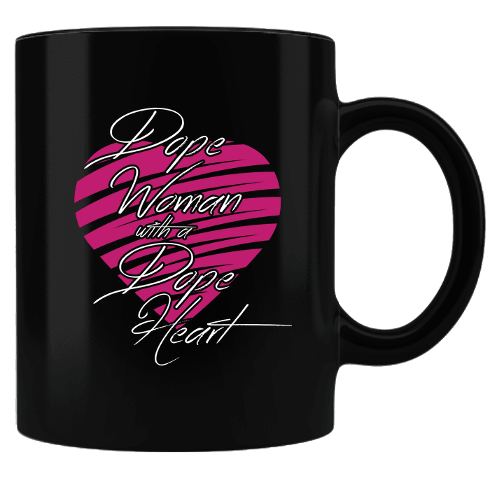 Designs by MyUtopia Shout Out:Dope Woman with a Dope Heart Black Ceramic Coffee Mug,Black,Ceramic Coffee Mug