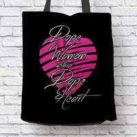Load image into Gallery viewer, Designs by MyUtopia Shout Out:Dope Woman with a Dope Heart Fabric Totebag Reusable Shopping Tote
