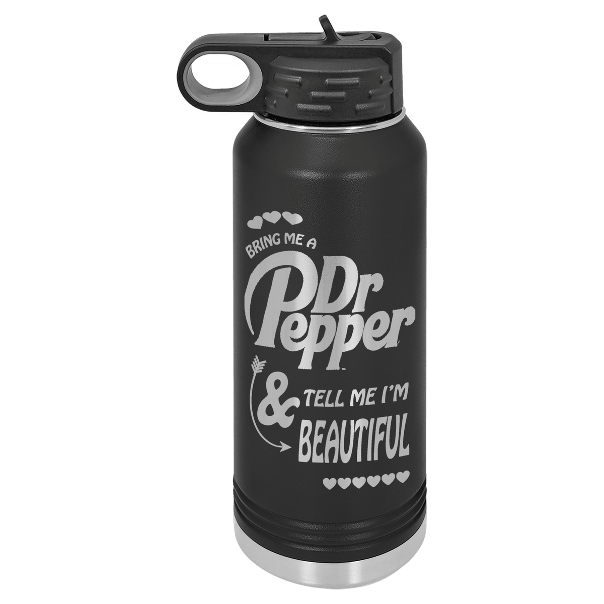 Designs by MyUtopia Shout Out:Dr Pepper Beautiful; Polar Camel - 32 oz Polar Camel Water Bottle - Stainless Steel,32oz / Black,Polar Camel - 32oz Water Bottle