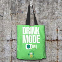 Load image into Gallery viewer, Designs by MyUtopia Shout Out:Drink Mode On Fabric Totebag Reusable Shopping Tote,Pastel Green,Reusable Fabric Shopping Tote Bag
