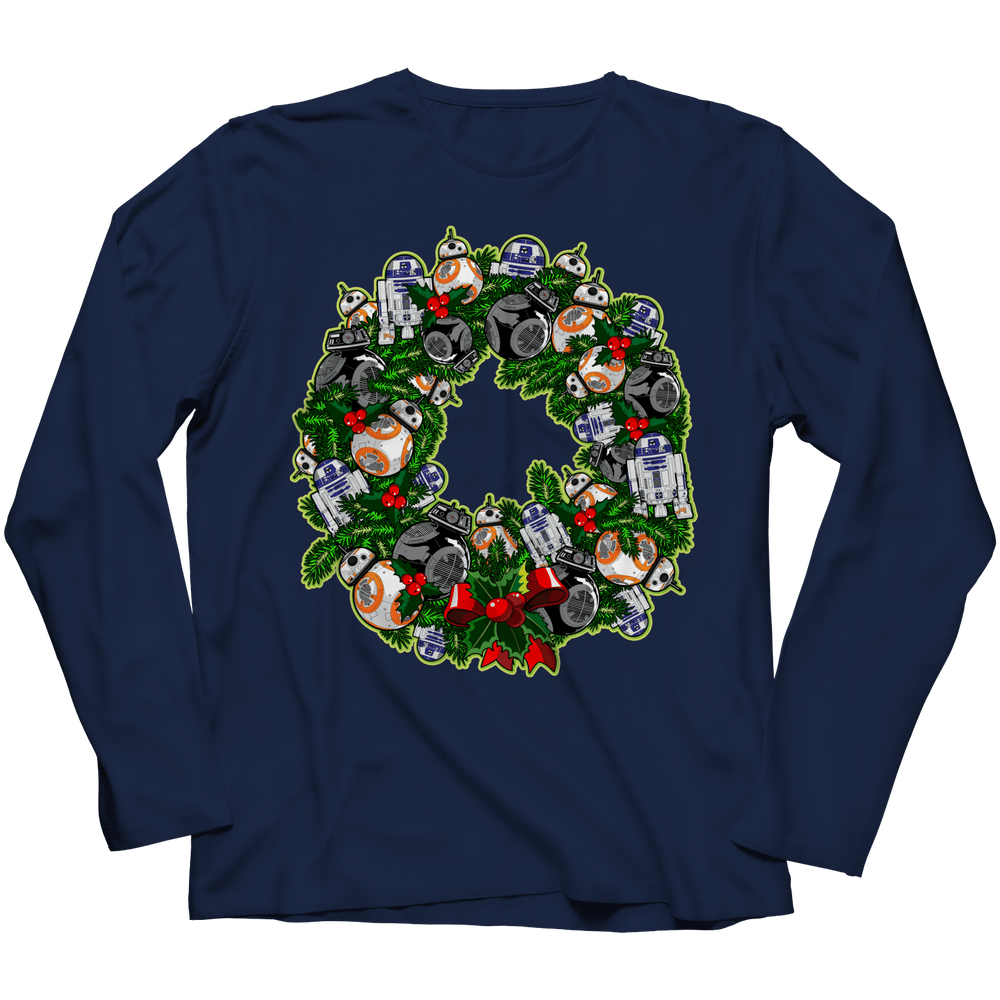 Designs by MyUtopia Shout Out:Droid Wreath Unisex Shirts,Long Sleeve / Navy / 4XL,Unisex Shirt