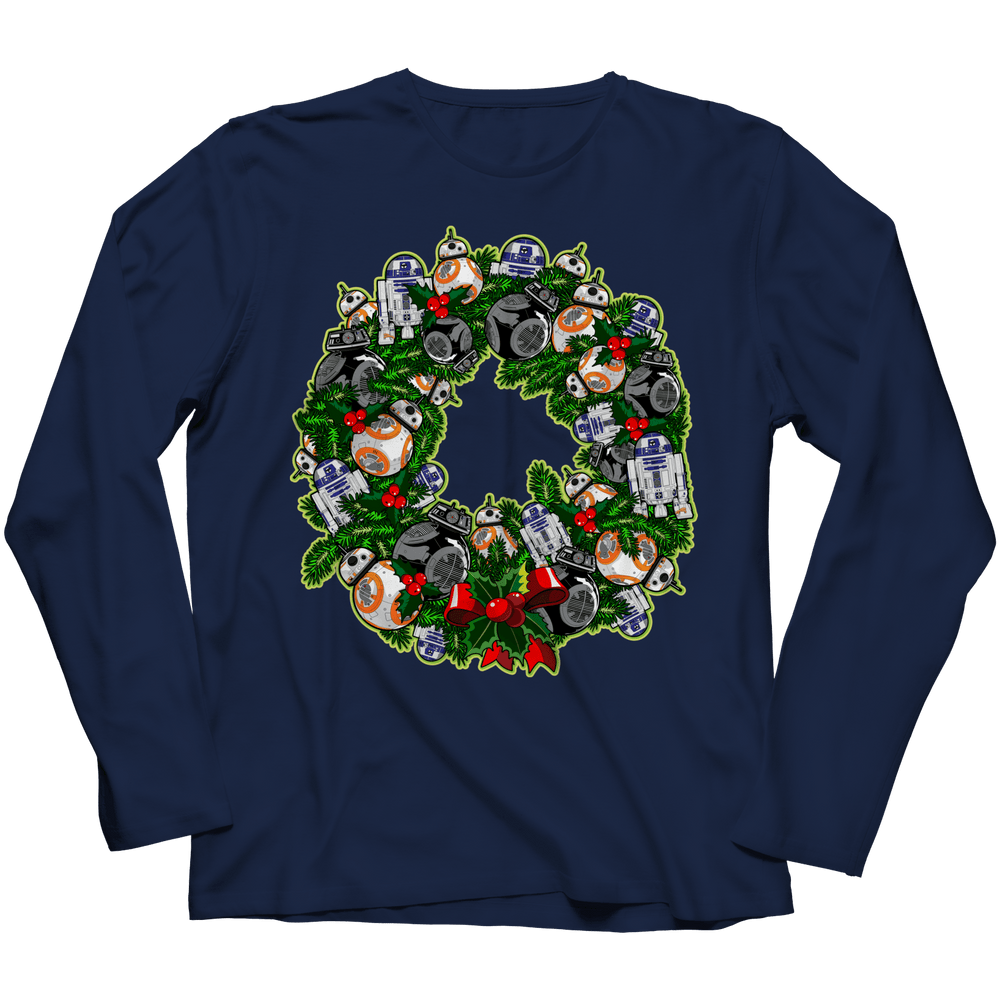 Designs by MyUtopia Shout Out:Droid Wreath Unisex Shirts,Long Sleeve / Navy / 4XL,Unisex Shirt