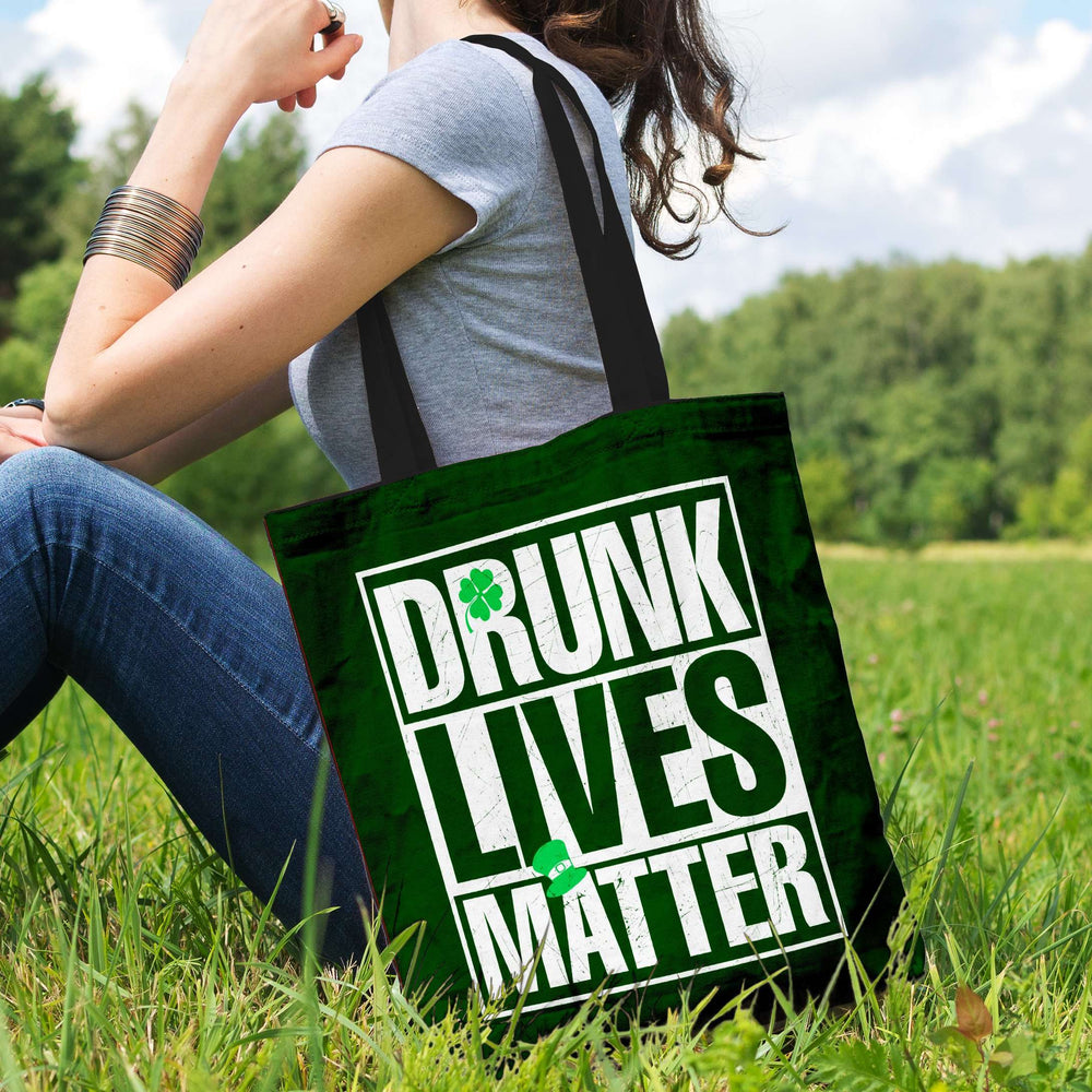 Designs by MyUtopia Shout Out:Drunk Lives Matter Fabric Totebag Reusable Shopping Tote