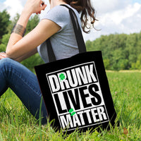 Load image into Gallery viewer, Designs by MyUtopia Shout Out:Drunk Lives Matter Fabric Totebag Reusable Shopping Tote,Black,Reusable Fabric Shopping Tote Bag

