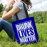 Load image into Gallery viewer, Designs by MyUtopia Shout Out:Drunk Lives Matter Fabric Totebag Reusable Shopping Tote,Navy,Reusable Fabric Shopping Tote Bag
