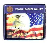 Load image into Gallery viewer, Designs by MyUtopia Shout Out:Eagle and USA Flag Patriotic Mens Bifold Wallet with Flip Up ID Window Faux Leather

