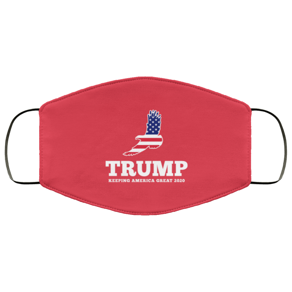 Designs by MyUtopia Shout Out:Eagle Trump 2020 Adult Fabric Face Mask with Elastic Ear Loops,3 Layer Fabric Face Mask / Red / Adult,Fabric Face Mask