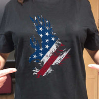 Load image into Gallery viewer, Designs by MyUtopia Shout Out:Eagle USA Flag Adult Unisex Cotton Short Sleeve T-Shirt
