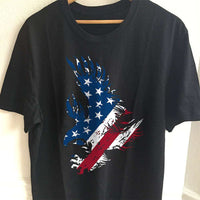 Load image into Gallery viewer, Designs by MyUtopia Shout Out:Eagle USA Flag Adult Unisex Cotton Short Sleeve T-Shirt,S / Black,Adult Unisex T-Shirt
