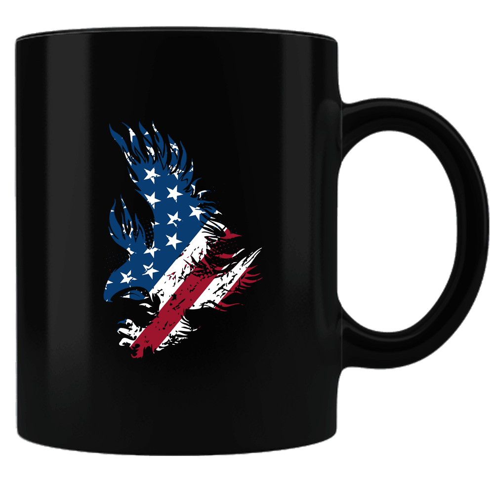 Designs by MyUtopia Shout Out:Eagle USA Flag Black Ceramic Coffee Mug,Black,Ceramic Coffee Mug