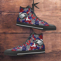 Load image into Gallery viewer, Designs by MyUtopia Shout Out:Eagles Fan Art on Red White and Blue Eagles Camo Print Canvas High Top Shoes
