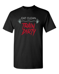 Load image into Gallery viewer, Designs by MyUtopia Shout Out:Eat Clean Train Dirty Adult Unisex T-Shirt,S / Black,Adult Unisex T-Shirt
