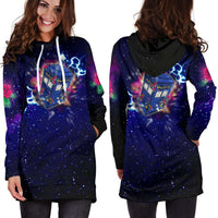Load image into Gallery viewer, Designs by MyUtopia Shout Out:Electric TARDIS in Flight extra Long Pullover Hoodie

