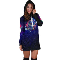 Load image into Gallery viewer, Designs by MyUtopia Shout Out:Electric TARDIS in Flight extra Long Pullover Hoodie
