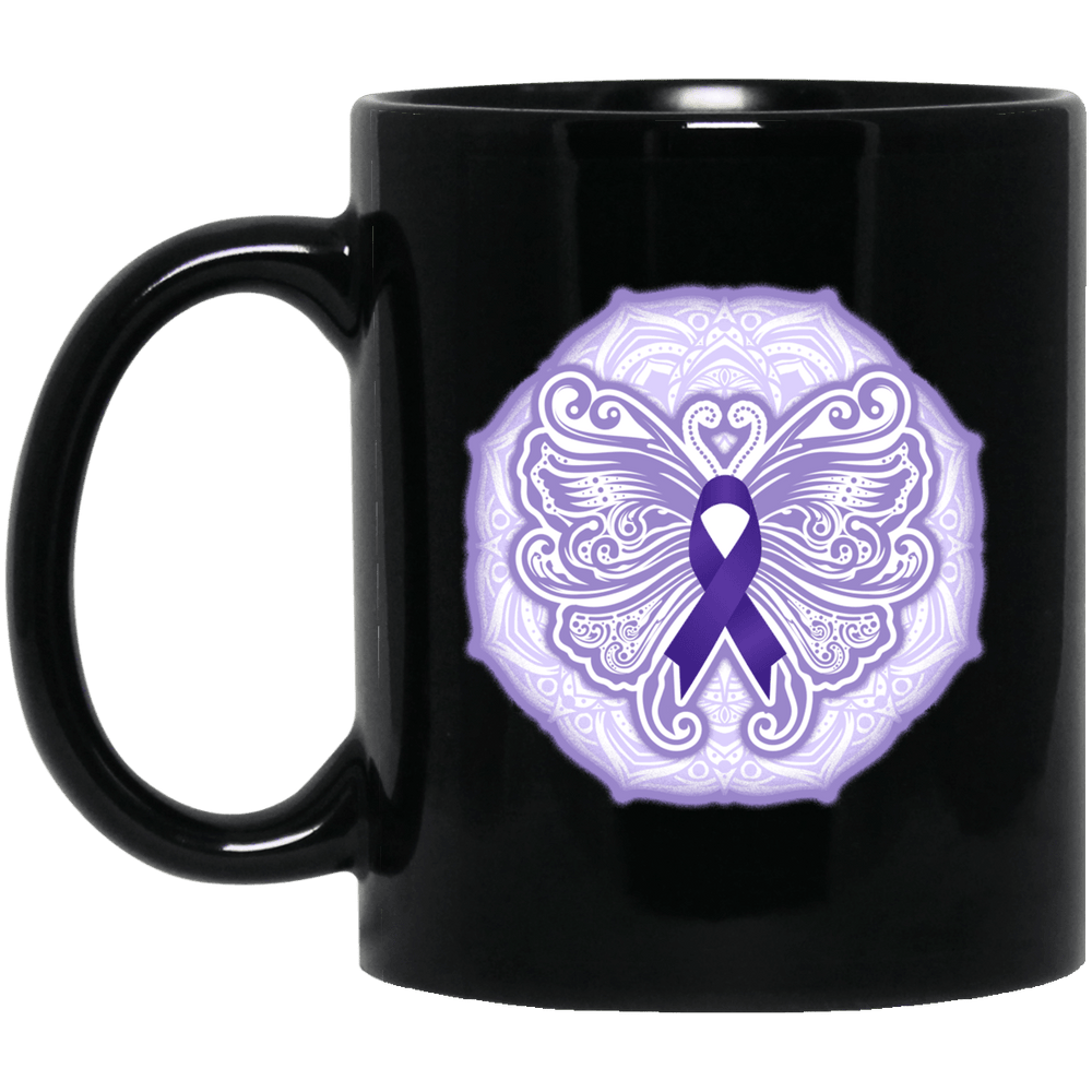 Designs by MyUtopia Shout Out:Epilepsy Awareness Butterfly Ceramic Coffee Mug - Black,11 oz / Black,Ceramic Coffee Mug