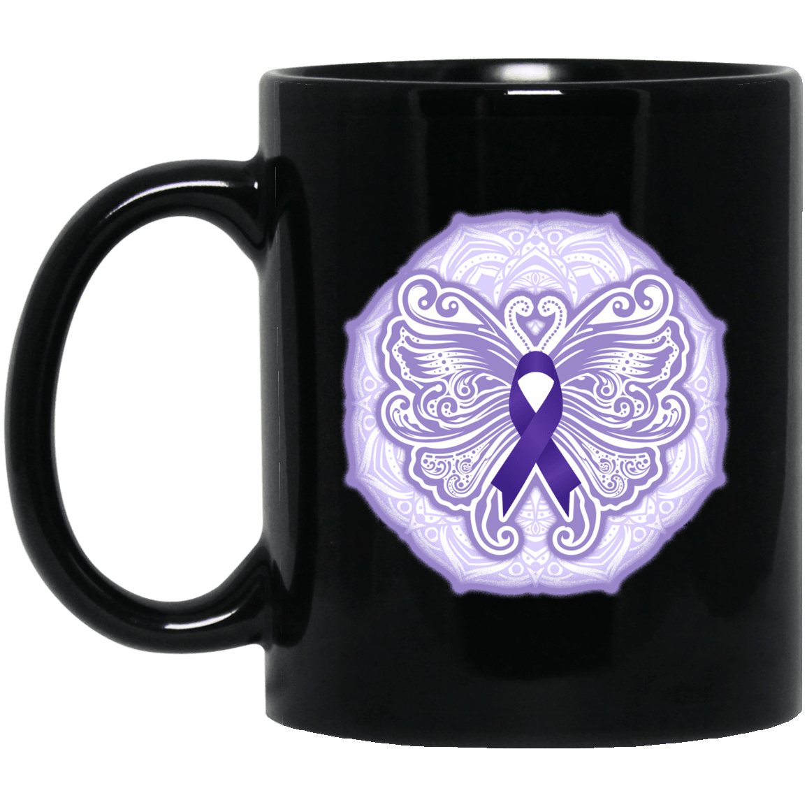 Designs by MyUtopia Shout Out:Epilepsy Awareness Butterfly Ceramic Coffee Mug - Black,11 oz / Black,Ceramic Coffee Mug