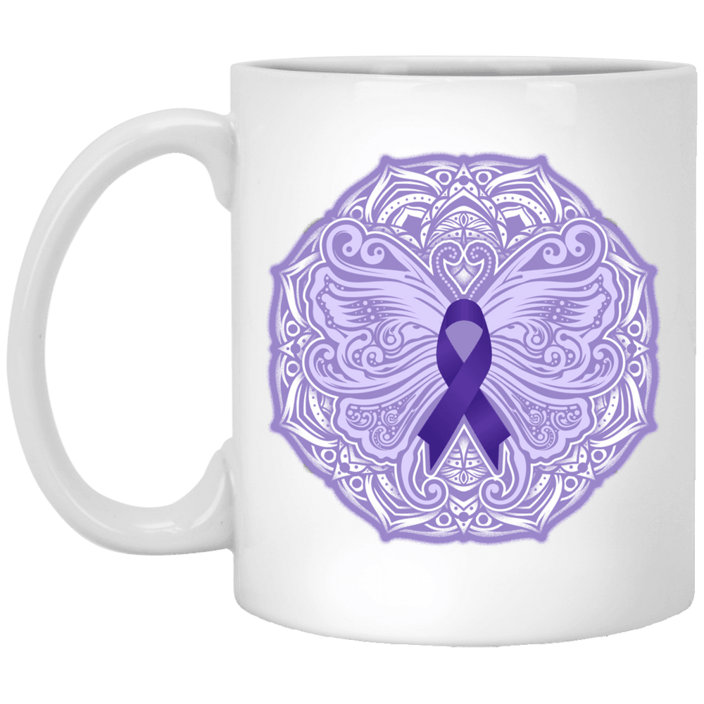 Designs by MyUtopia Shout Out:Epilepsy Awareness Butterfly Ceramic Coffee Mug - White,White / 11 oz,Ceramic Coffee Mug