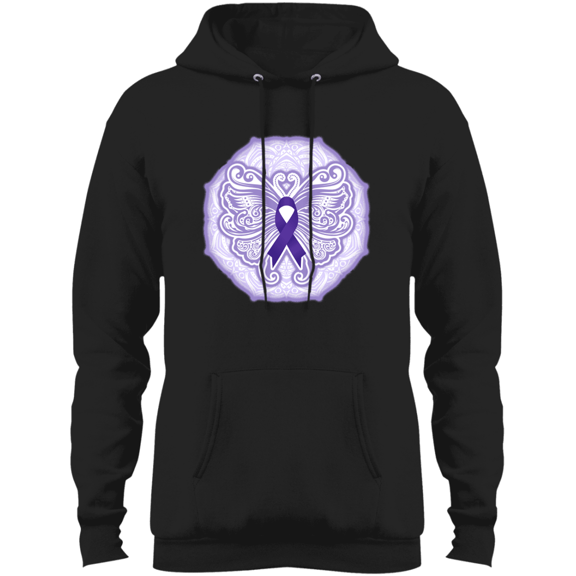 Designs by MyUtopia Shout Out:Epilepsy Awareness Butterfly Core Fleece Pullover Hoodie,Jet Black / S,Sweatshirts