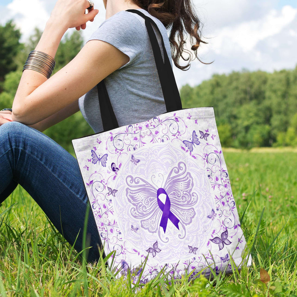 Designs by MyUtopia Shout Out:Epilepsy Awareness Butterfly Fabric Totebag Reusable Shopping Tote