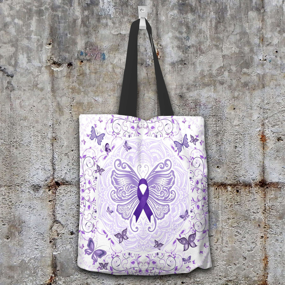 Designs by MyUtopia Shout Out:Epilepsy Awareness Butterfly Fabric Totebag Reusable Shopping Tote