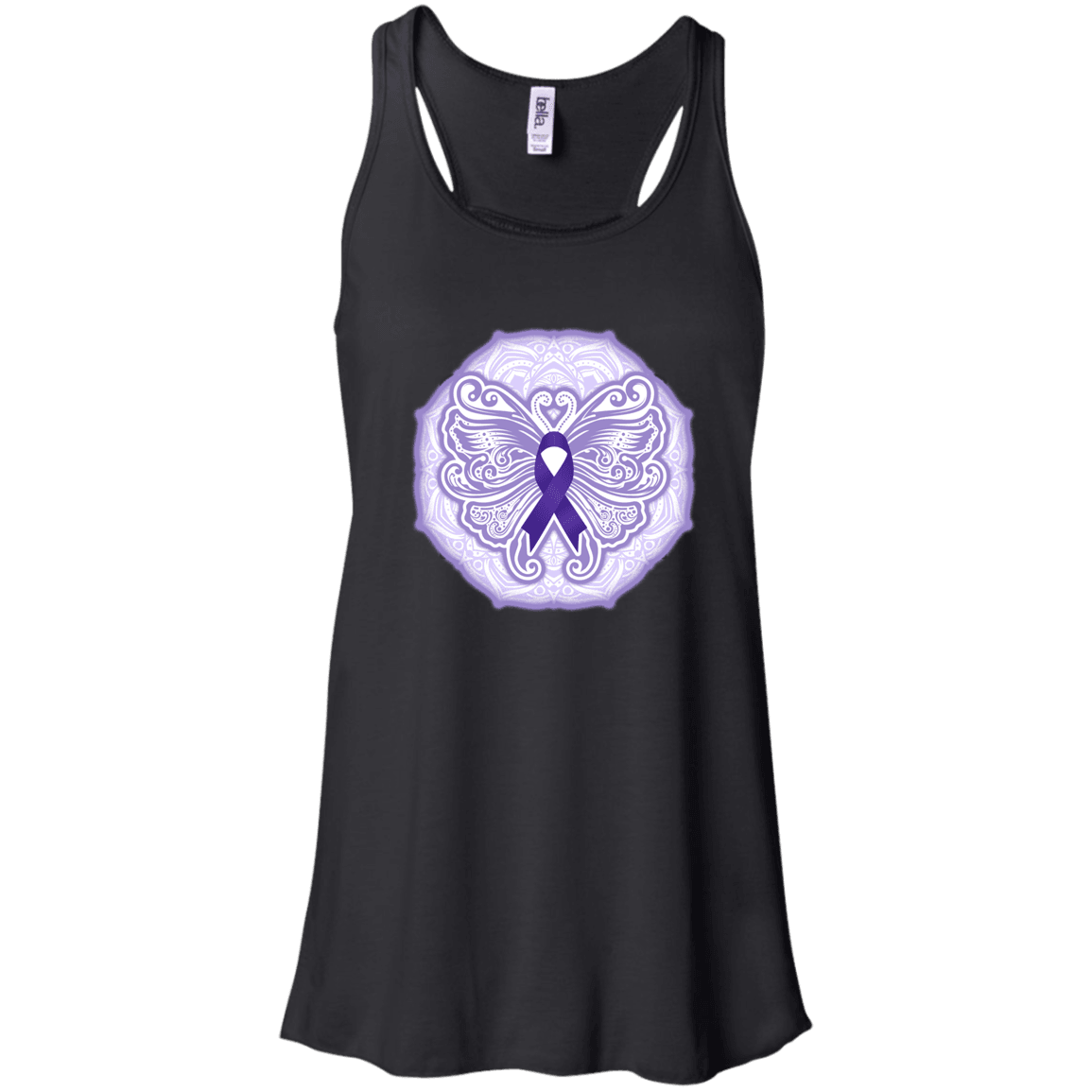 Designs by MyUtopia Shout Out:Epilepsy Awareness Butterfly Flowy Racerback Tank Top,Black / X-Small,Tank Tops