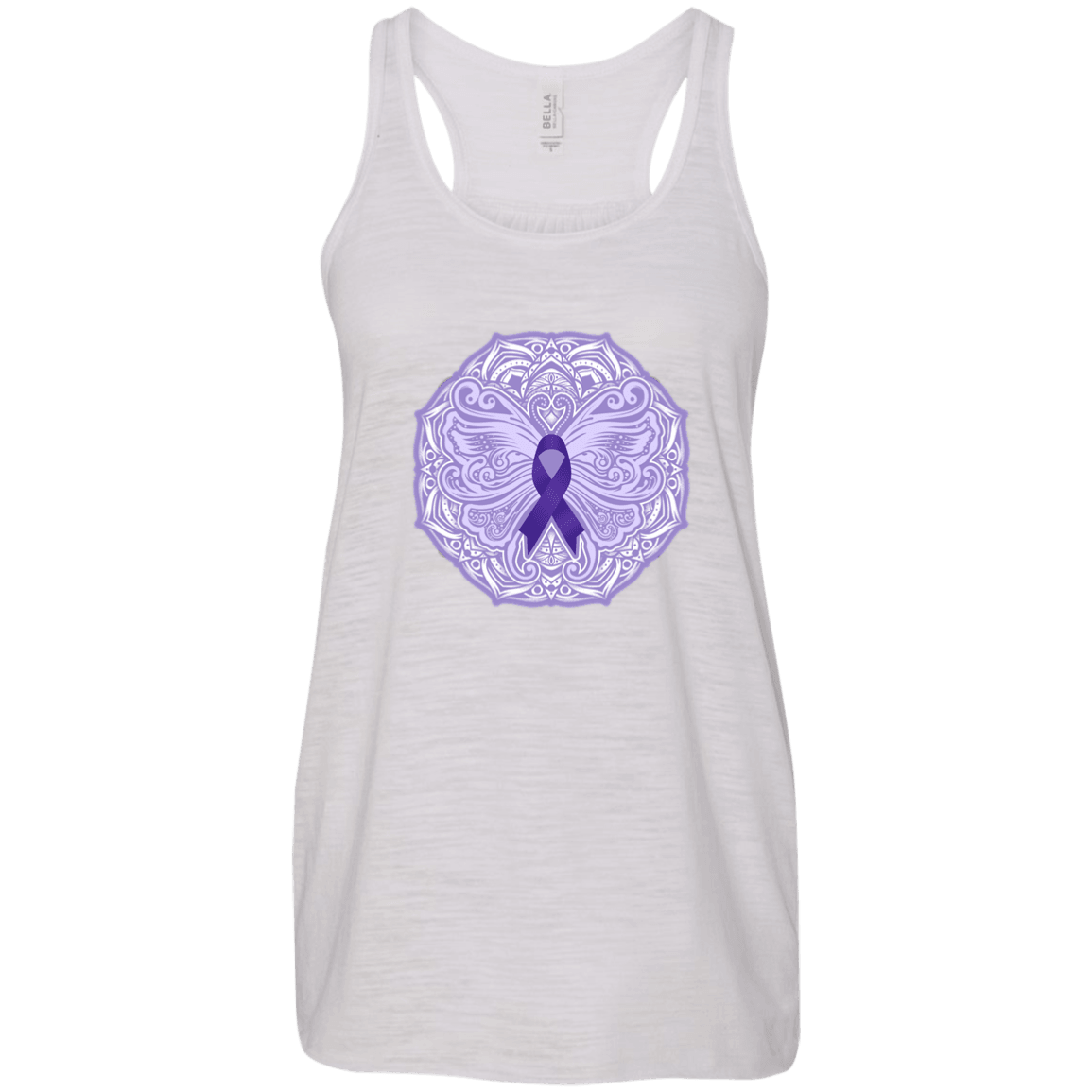 Designs by MyUtopia Shout Out:Epilepsy Awareness Butterfly Ladies Flowy Racer-back Tank Top,Vintage White / X-Small,Ladies T-Shirts