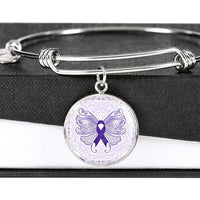Load image into Gallery viewer, Designs by MyUtopia Shout Out:Epilepsy Awareness Butterfly Personalized Engravable Keepsake Bangle Bracelet,Silver / No,Wire Bracelet
