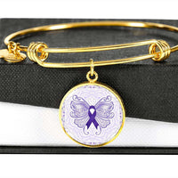 Load image into Gallery viewer, Designs by MyUtopia Shout Out:Epilepsy Awareness Butterfly Personalized Engravable Keepsake Bangle Bracelet,Gold / No,Wire Bracelet
