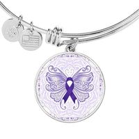 Load image into Gallery viewer, Designs by MyUtopia Shout Out:Epilepsy Awareness Butterfly Personalized Engravable Keepsake Bangle Bracelet
