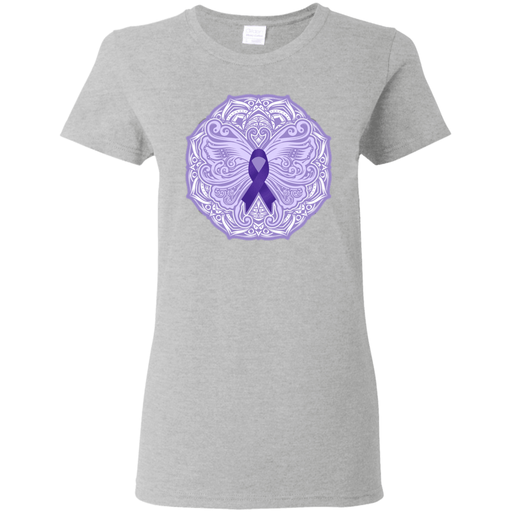 Designs by MyUtopia Shout Out:Epilepsy Awareness Butterfly Ultra Cotton  Ladies Round Neck T-Shirt,Sport Grey / S,Ladies T-Shirts