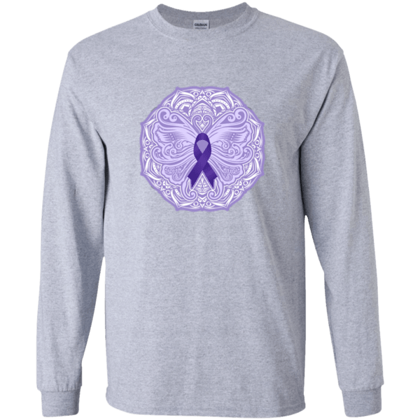 Designs by MyUtopia Shout Out:Epilepsy Awareness Butterfly Ultra Cotton Long Sleeve Unisex T-Shirt,Sport Grey / S,Long Sleeve T-Shirts